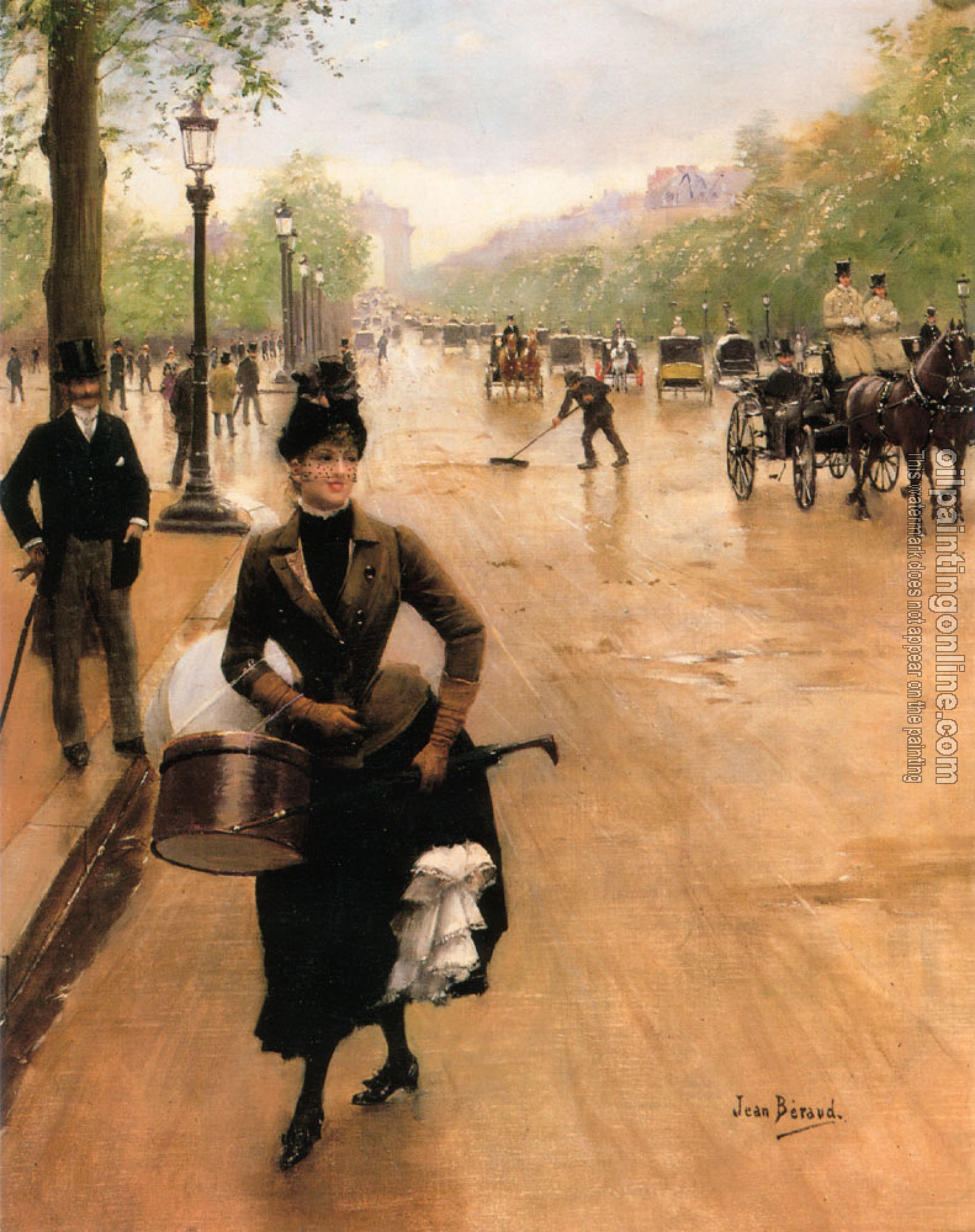 Jean Beraud - La Modiste Sur Les Champs Elysees